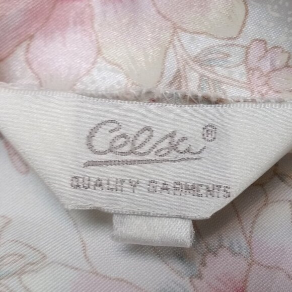 CELSA Floral Pink Short Robe Satin Finish Adjustable Strap Short Sleeve Size M/L - Picture 10 of 15